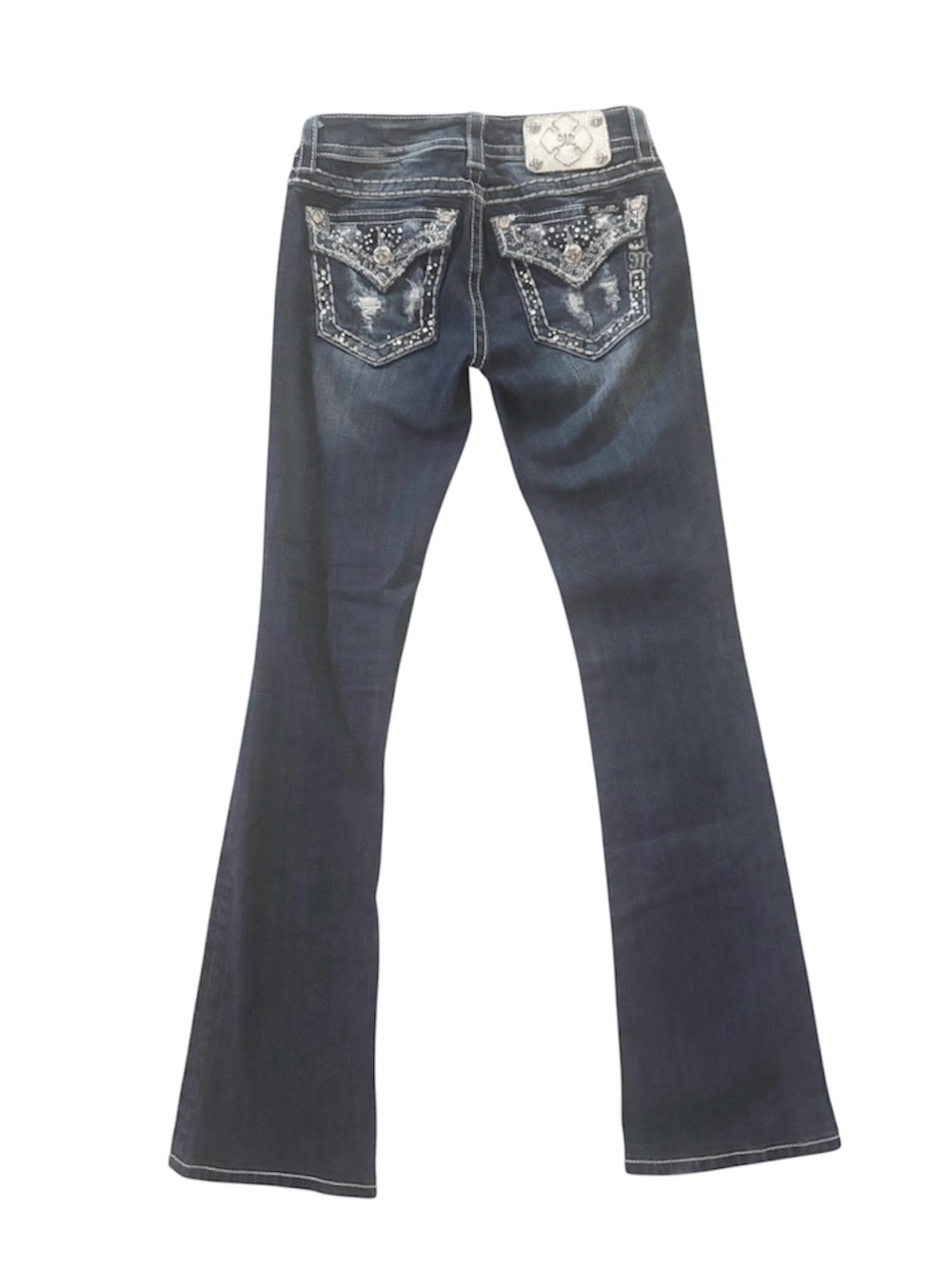 Miss Me Dark Blue Signature Boot Jeans with Embellished Back Pockets - Picture 2 of 9